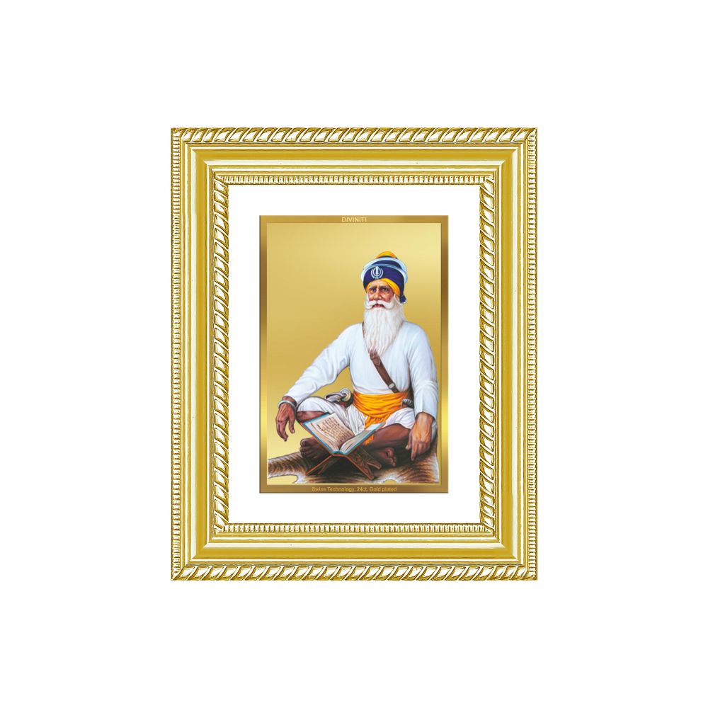 Diviniti 24K Gold Plated Baba Deep Singh Sacred Sikh Wall and Table Top Frame for Home Decor & Office Ambiance | Premium Spiritual Gift