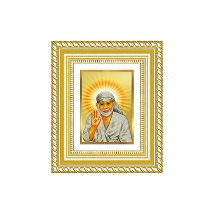 Diviniti 24K Gold Plated Sai Baba With Blessings Divine Table Top Frame for Home Mandir & Office Decor | Luxury Spiritual Gift
