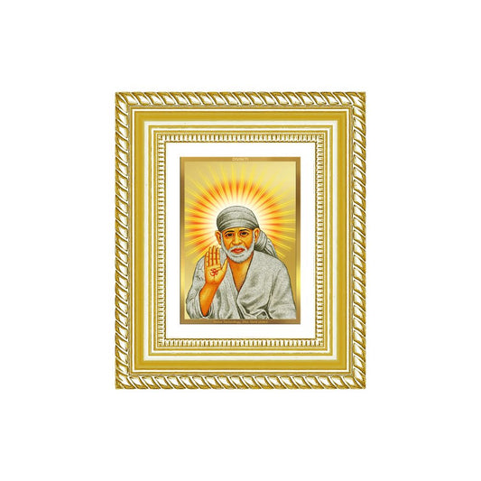 Diviniti 24K Gold Plated Sai Baba With Blessings Divine Table Top Frame for Home Mandir & Office Decor | Luxury Spiritual Gift