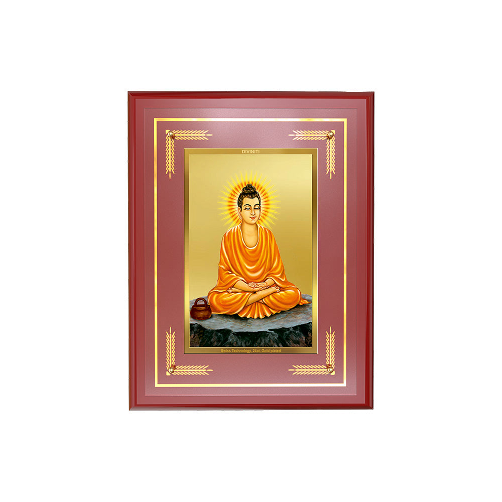 Diviniti 24K Gold Plated Buddha Blessing Tabletop Photo Frame | Peace, Mindfulness & Spiritual Harmony