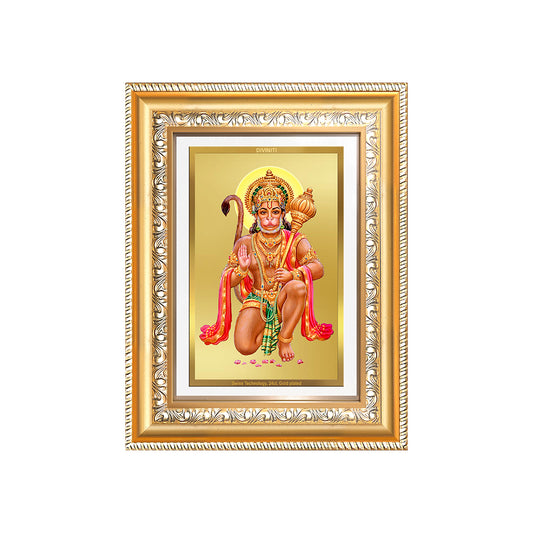 Diviniti 24K Gold Plated Hanuman With Blessings (Classic) Divine Wall Frame for Home Mandir & Office Decor | Luxury Spiritual Gift