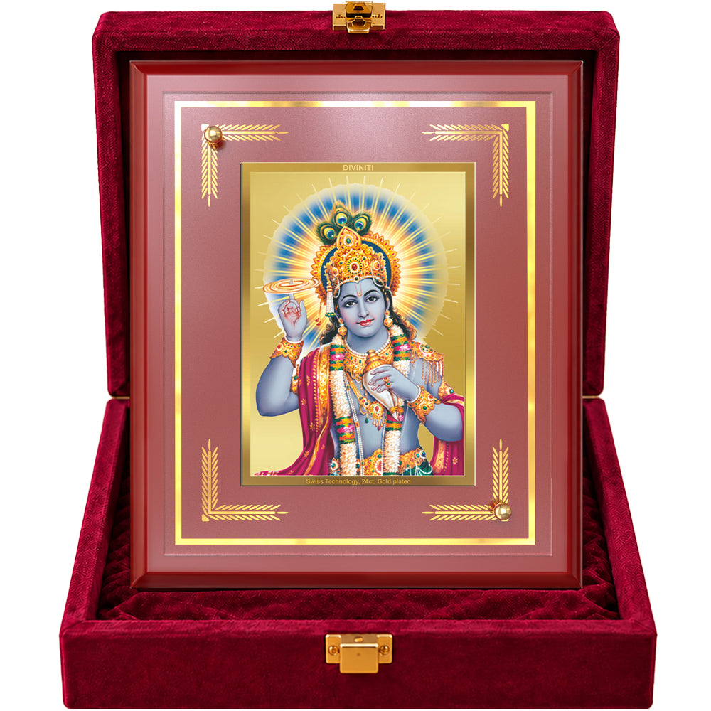 24K Gold-Plated Vishnu MDF Frame | Premium Gift Box | 26x20 CM