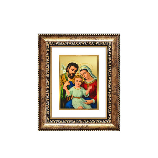 Diviniti 24K Gold Plated Holy Family Divine Table Top Frame for Home Mandir & Office Decor | Luxury Spiritual Gift