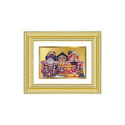 Diviniti 24K Gold Plated Jagannath Subhadra Balabhadra (Classic) Divine Wall and Table Top Frame for Home Mandir & Office Decor | Luxury Spiritual Gift