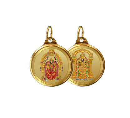 Diviniti 24K Gold Plated Padmawati & Tirupati Balaji 22MM Double Sided Pendant For Men, Women & Kids