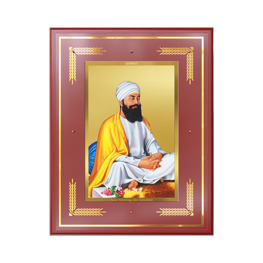 Guru Tegh Bahadur Sahib Ji Wall Photo Frame in 24K Gold Plated Foil | Sacrifice, Courage & Divine Protection