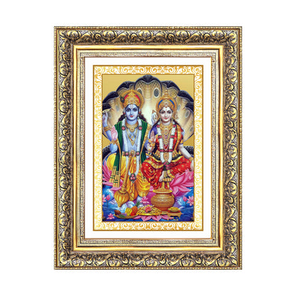 Diviniti 24K Gold Plated Vishnu Lakshmi (Classic) Divine Wall Frame for Home Mandir & Office Decor | Luxury Spiritual Gift