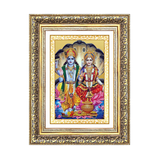 Diviniti 24K Gold Plated Vishnu Lakshmi (Classic) Divine Wall Frame for Home Mandir & Office Decor | Luxury Spiritual Gift
