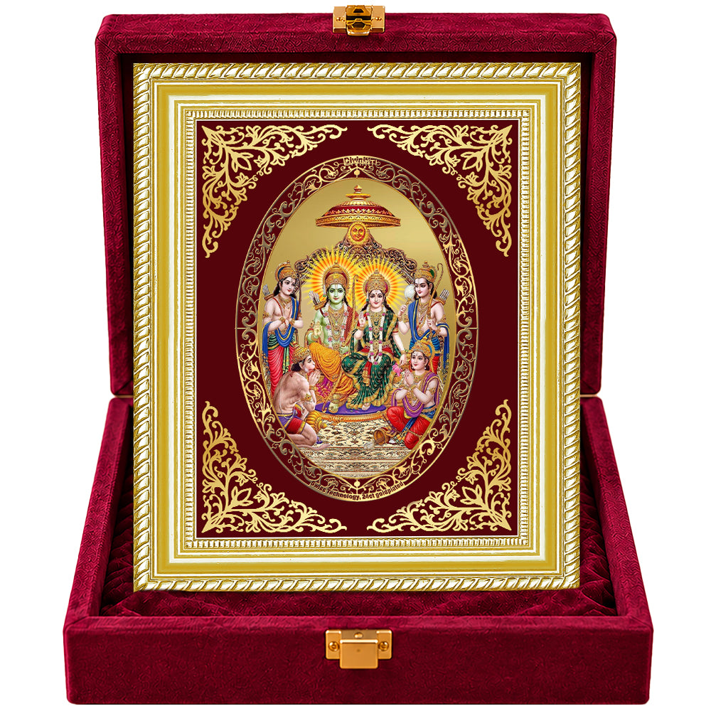 24K Gold-Plated Ram Darbar Frame | Premium Gift Box | 35x27 CM