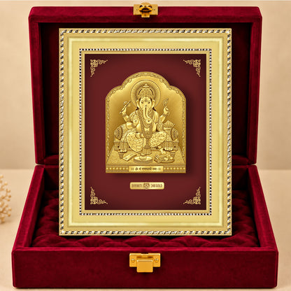 24K Gold-Plated Lord Ganesha Frame | Premium Gift Box | 18x15 CM
