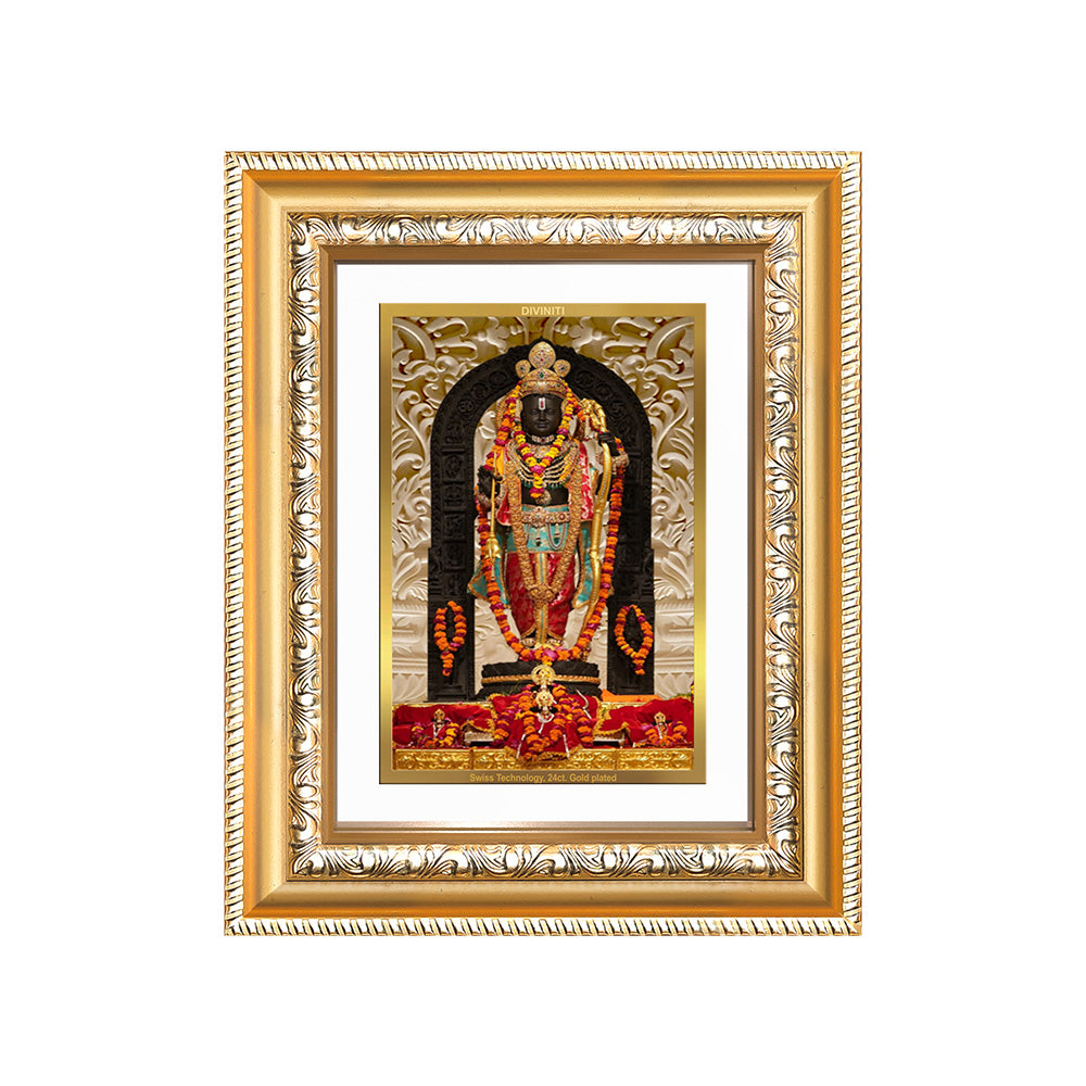 Diviniti 24K Gold Plated Ram Lalla (Classic) Divine Wall and Table Top Frame for Home Mandir & Office Decor | Luxury Spiritual Gift