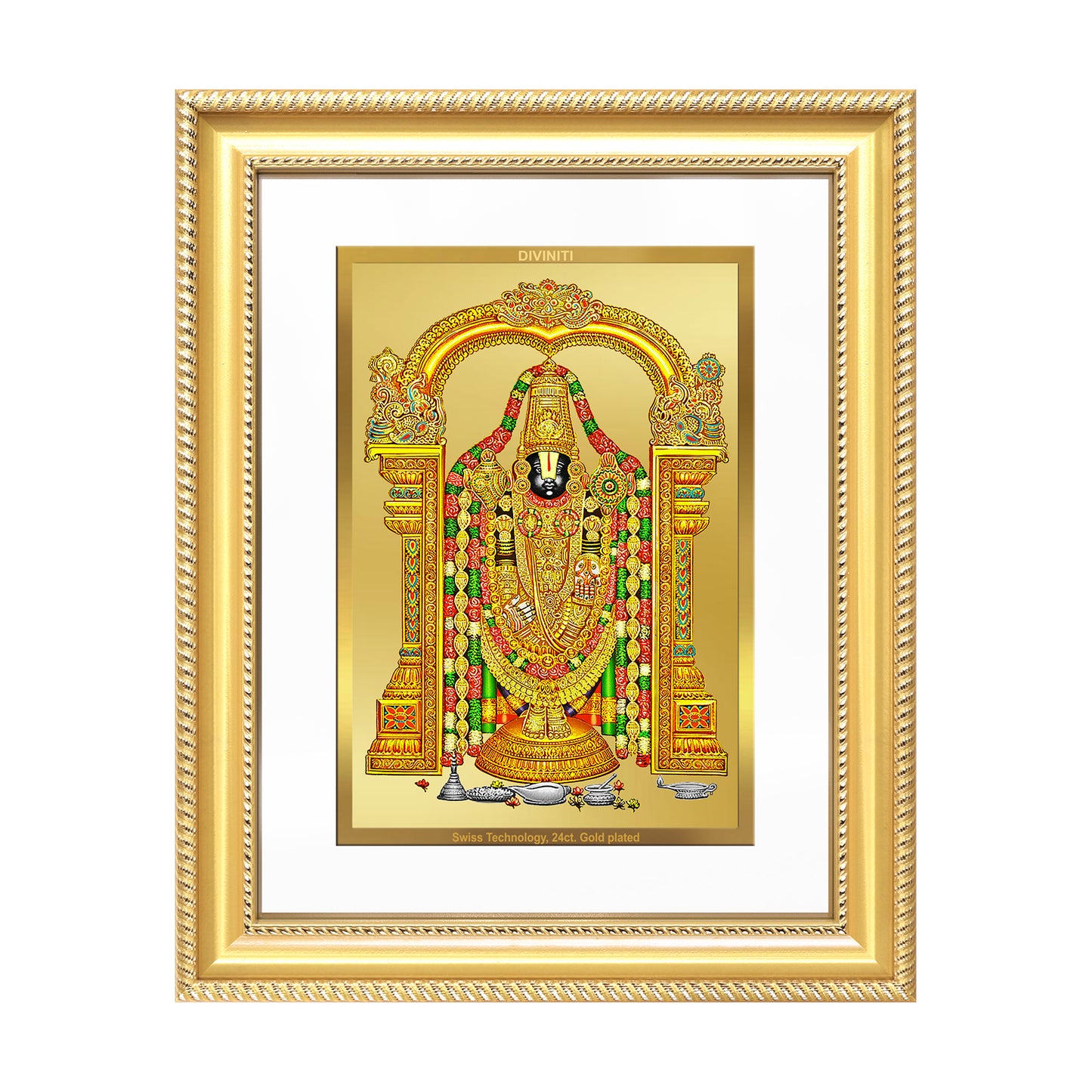 Diviniti 24K Gold Plated Tirupati Balaji Divine Wall Frame for Home Mandir & Office Decor | Luxury Spiritual Gift