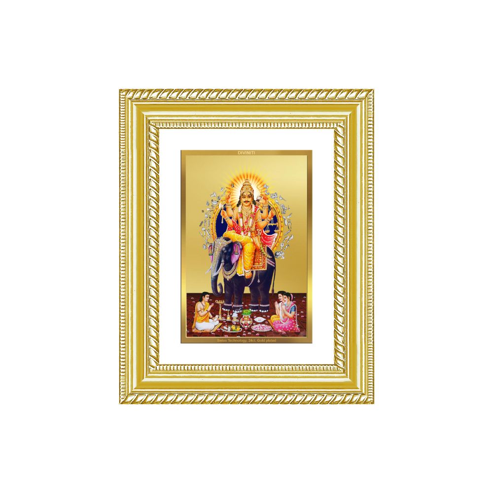 Diviniti 24K Gold Plated Vishvakarma (Classic) Divine Wall and Table Top Frame for Home Mandir & Office Decor | Luxury Spiritual Gift