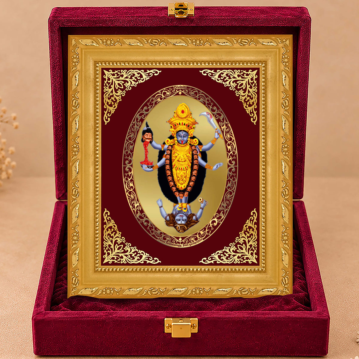 24K Gold-Plated Maa Kali Frame | Premium Gift Box | 21.5x17.5 CM