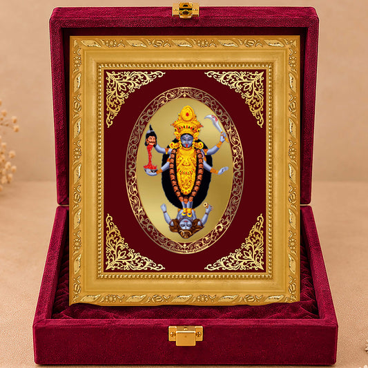 24K Gold-Plated Maa Kali Frame | Premium Gift Box | 21.5x17.5 CM