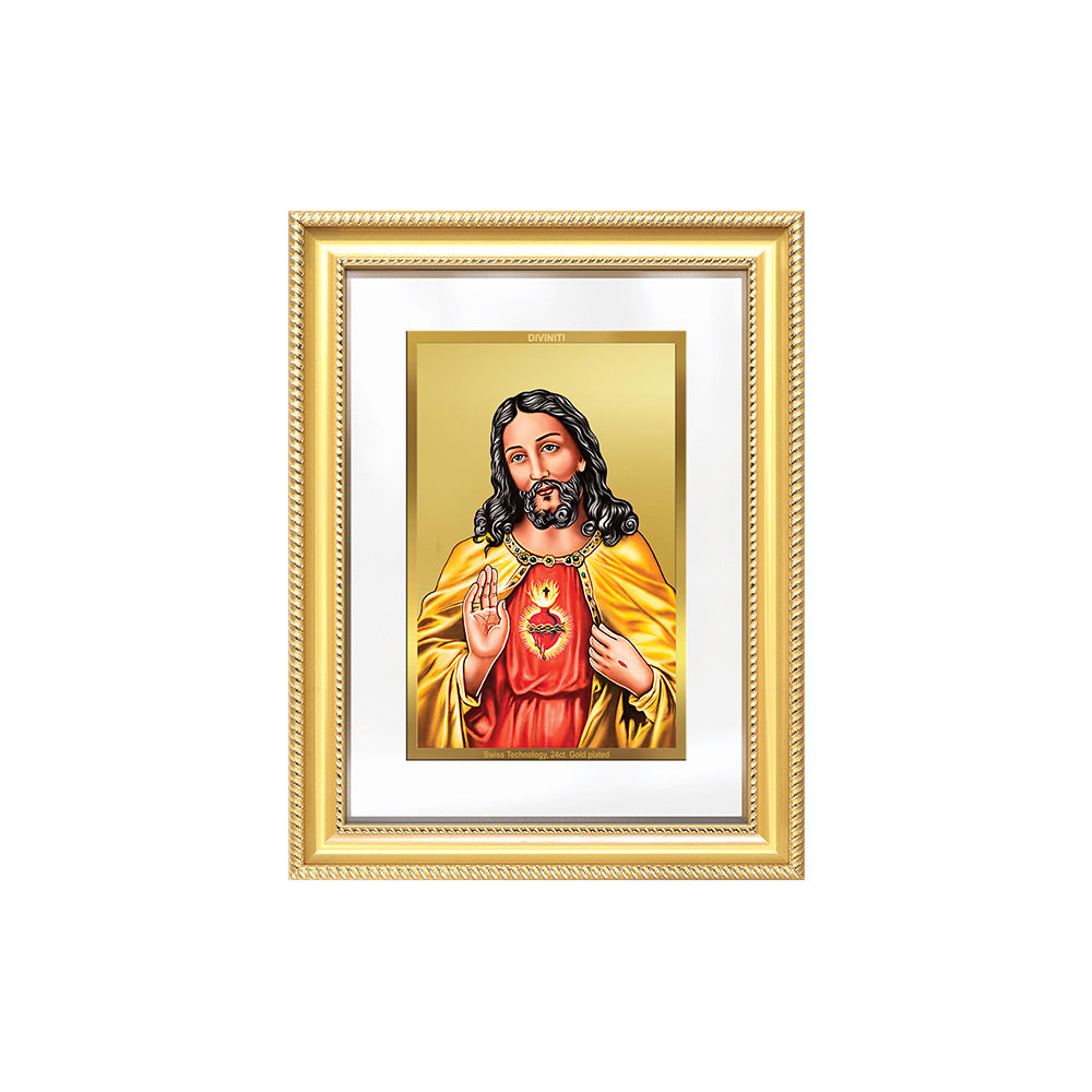 Diviniti 24K Gold Plated Jesus Christ (Classic) Divine Wall Frame for Home Mandir & Office Decor | Luxury Spiritual Gift