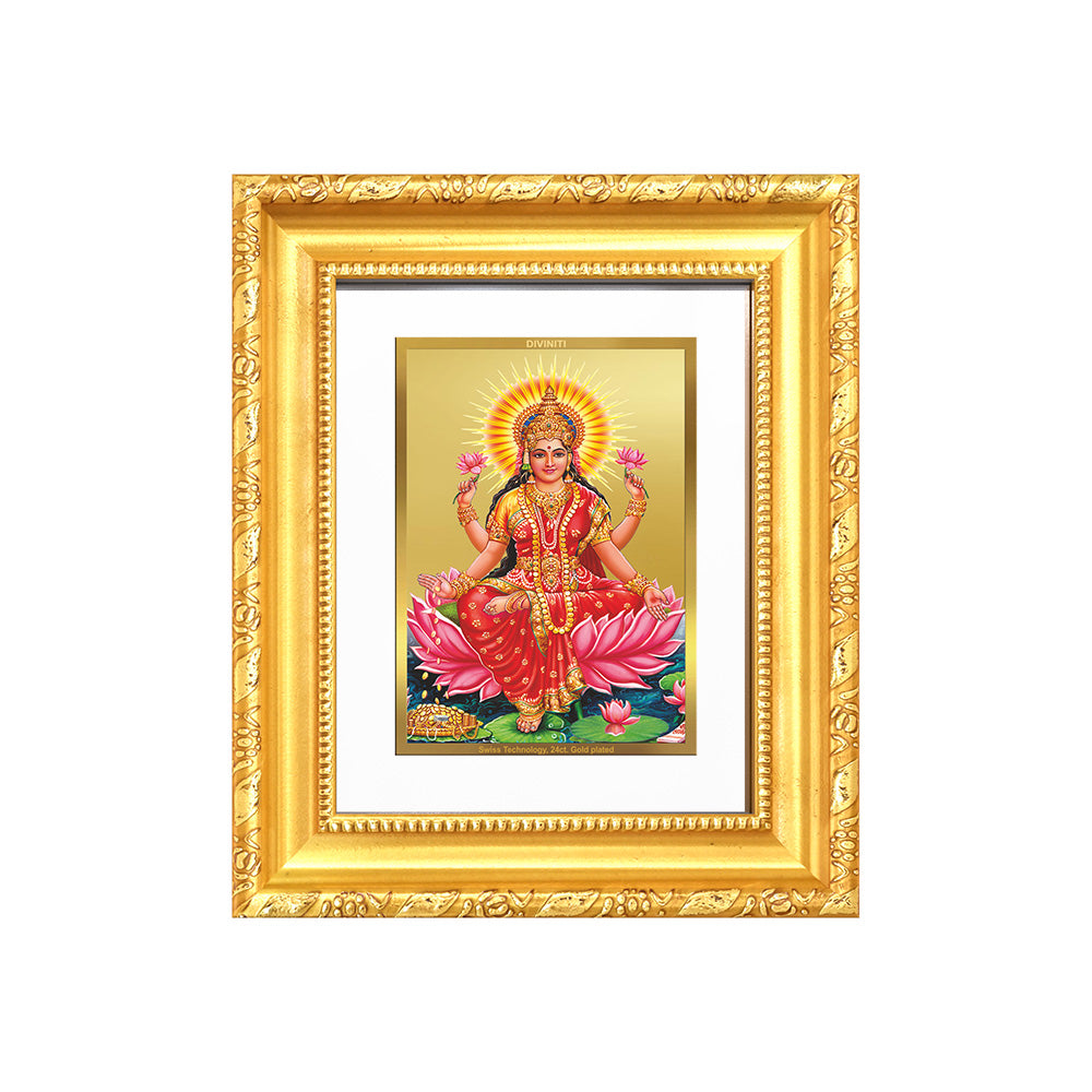 Diviniti 24K Gold Plated Lakshmi |Divine Table Top Frame for Home Mandir & Office Decor | Luxury Spiritual Gift