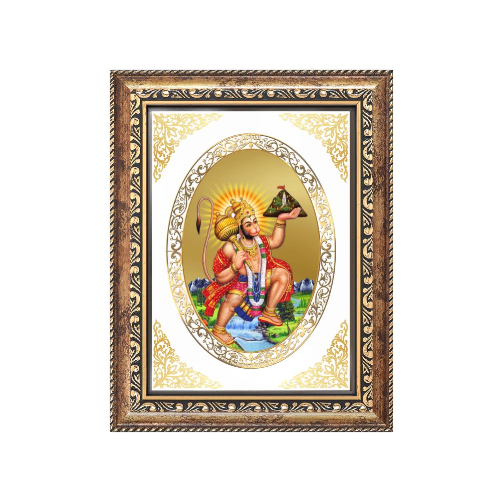 Lord Hanuman Blessing Form | Divine Wall & Tabletop Royal Photo Frame in 24K Gold Plated Foil