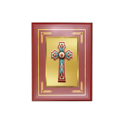 Diviniti 24K Gold Plated Holy Cross Blessing Tabletop Photo Frame | Faith, Hope & Divine Grace