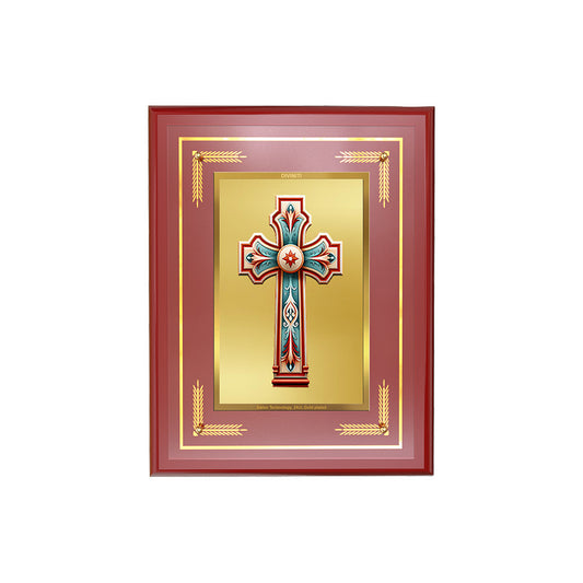 Diviniti 24K Gold Plated Holy Cross Blessing Tabletop Photo Frame | Faith, Hope & Divine Grace