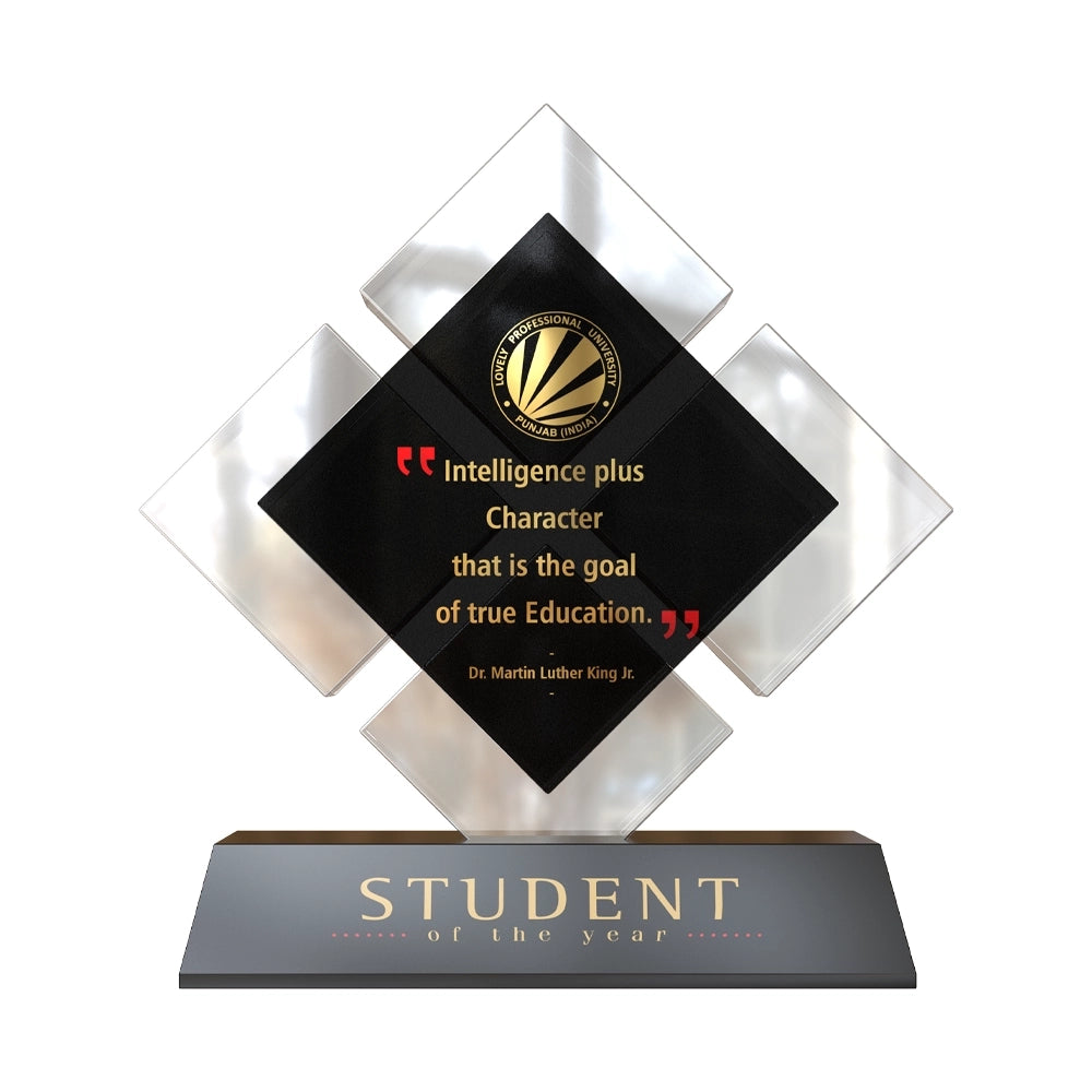 Premium Acrylic & MDF Plaque Elegant Geometric Personalized Trophy for Education and Employee Awards