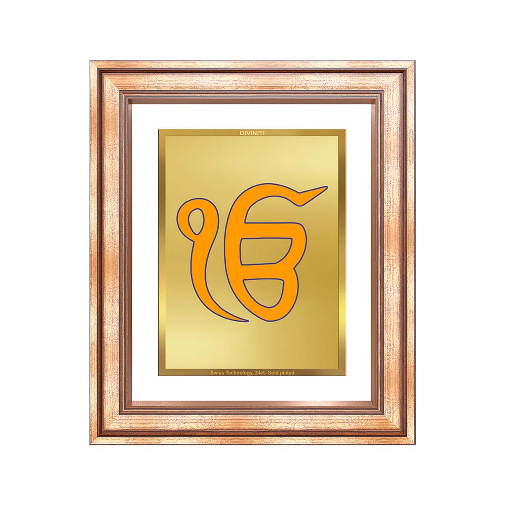 Diviniti 24K Gold Plated Ik Omkar (Classic) Divine Wall Frame for Home Mandir & Office Decor | Luxury Spiritual Gift
