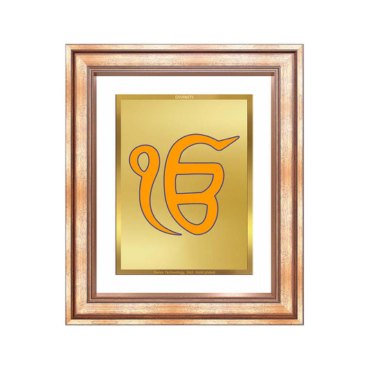 Diviniti 24K Gold Plated Ik Omkar (Classic) Divine Wall Frame for Home Mandir & Office Decor | Luxury Spiritual Gift