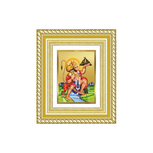 Diviniti 24K Gold Plated Hanuman With Mountain Divine Table Top Frame for Home Mandir & Office Decor | Luxury Spiritual Gift