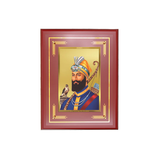 Diviniti 24K Gold Plated Guru Gobind Singh Ji Blessing Tabletop Photo Frame | Courage, Faith & Divine Grace