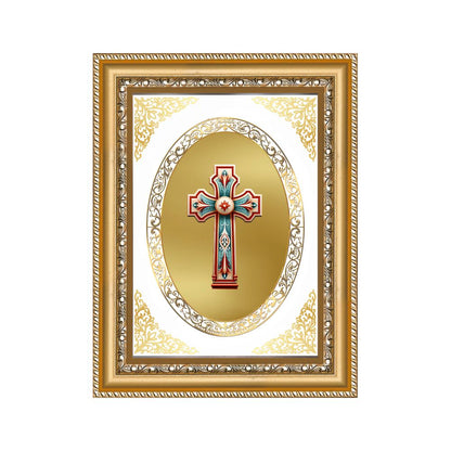 Holy Cross | Christian Sacred Wall & Tabletop Royal Photo Frame in 24K Gold Plated Foil