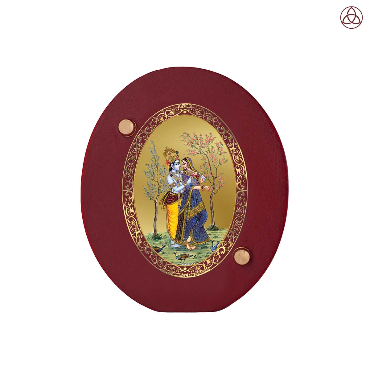 Radha Krishna Car Dashboard & Tabletop Photo Frame in 24K gold plated royal foil