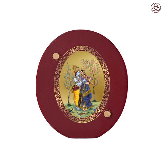Radha Krishna Car Dashboard & Tabletop Photo Frame in 24K gold plated royal foil