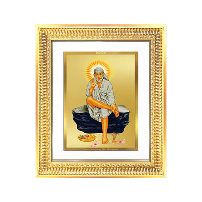 Diviniti 24K Gold Plated Sai Baba (Classic) Divine Wall Frame for Home Mandir & Office Decor | Luxury Spiritual Gift