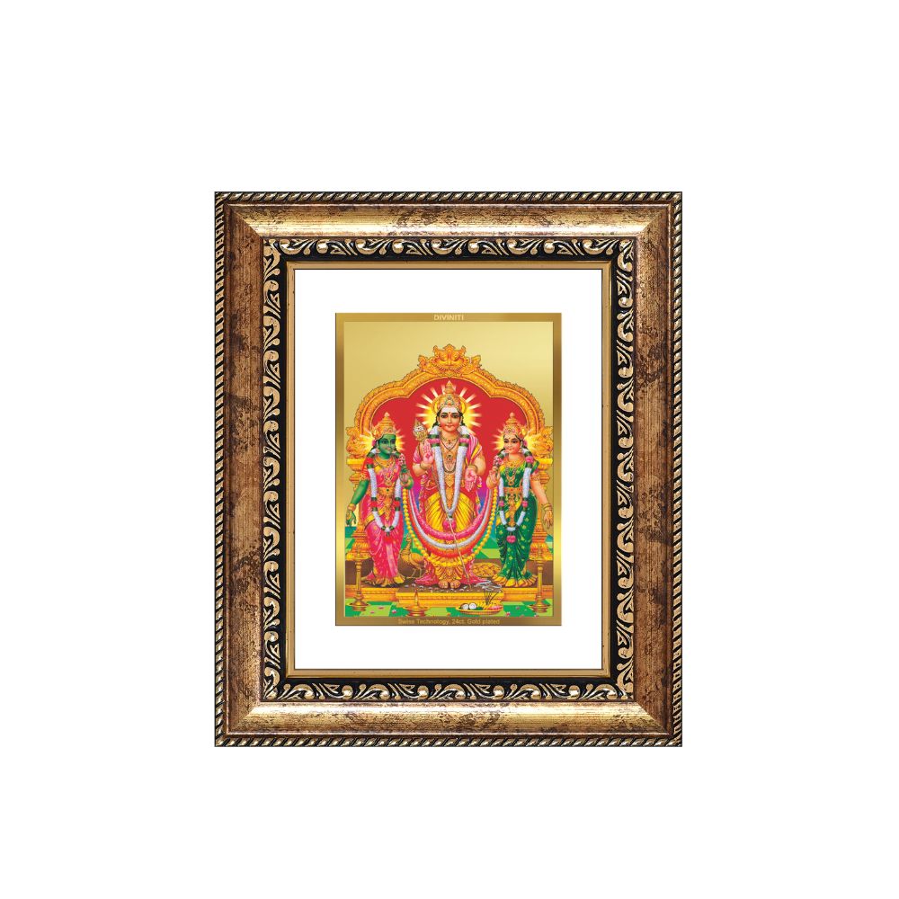 Diviniti 24K Gold Plated Murugan Velli Divine Table Top Frame for Home Mandir & Office Decor | Luxury Spiritual Gift
