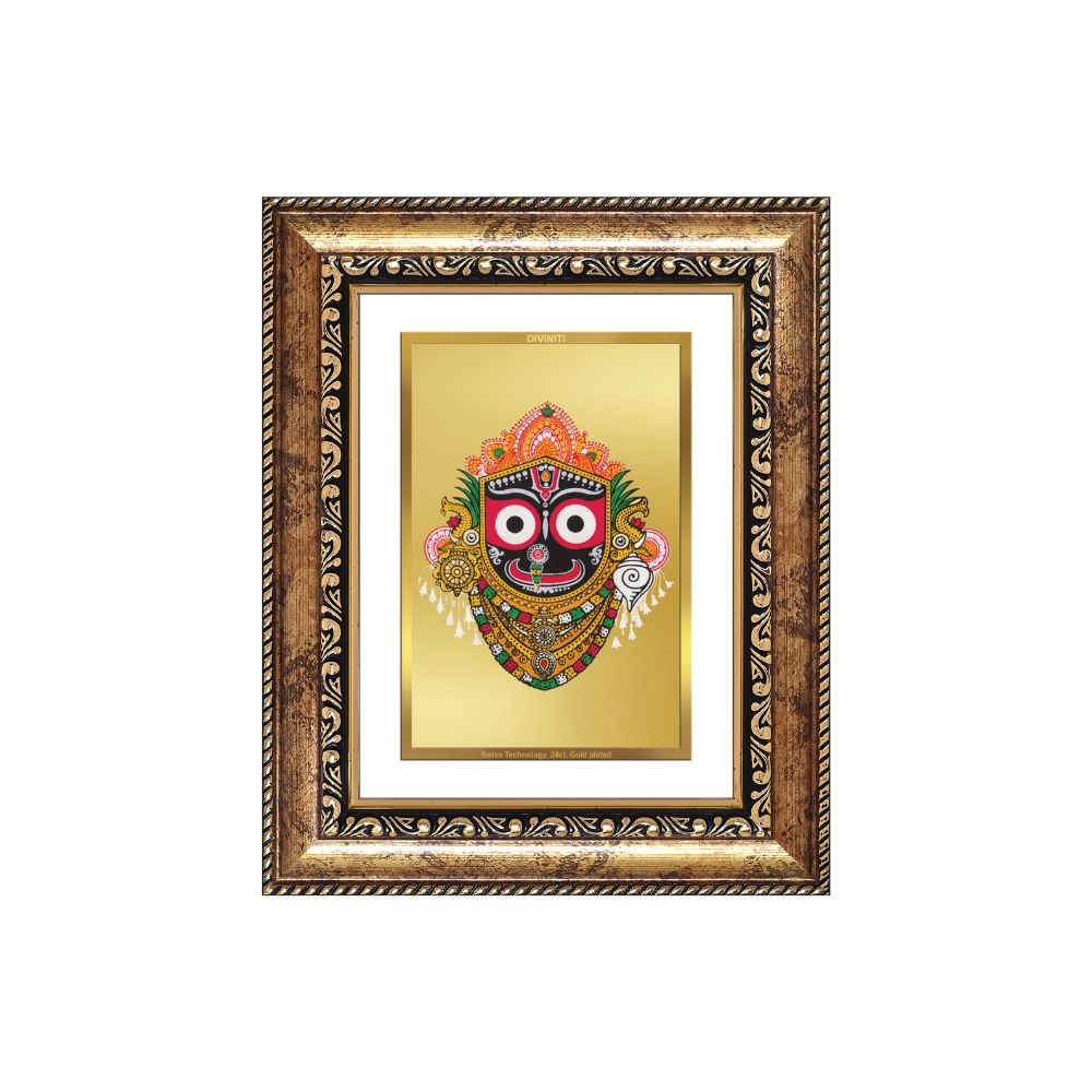 Diviniti 24K Gold Plated Jagannath (Classic) Divine Wall and Table Top Frame for Home Mandir & Office Decor | Luxury Spiritual Gift