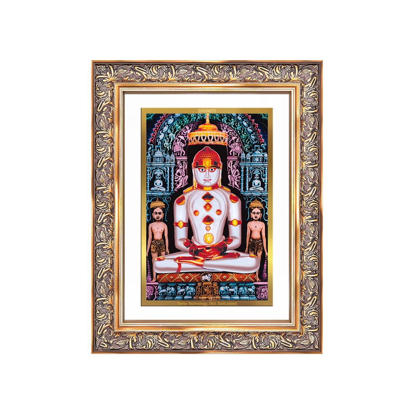 Diviniti 24K Gold Plated Adinath Divine Wall Frame for Home Mandir & Office Decor | Premium Jain Spiritual Gift