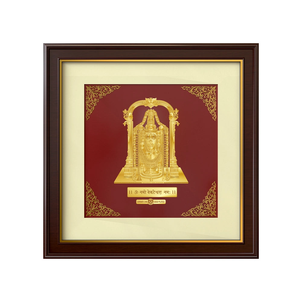 Tirupati Balaji | Lord Venkateswara Divine Blessings Gold on Gold Wall Hanging Frame in 24K Gold Plated Foil