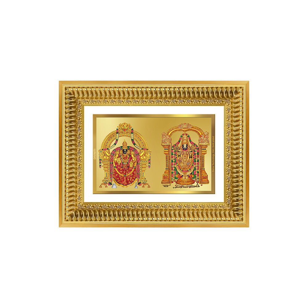 Diviniti 24K Gold Plated Padmavati And Balaji (Classic) Divine Wall Frame for Home Mandir & Office Decor | Luxury Spiritual Gift