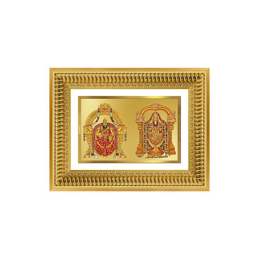 Diviniti 24K Gold Plated Padmavati And Balaji (Classic) Divine Wall Frame for Home Mandir & Office Decor | Luxury Spiritual Gift