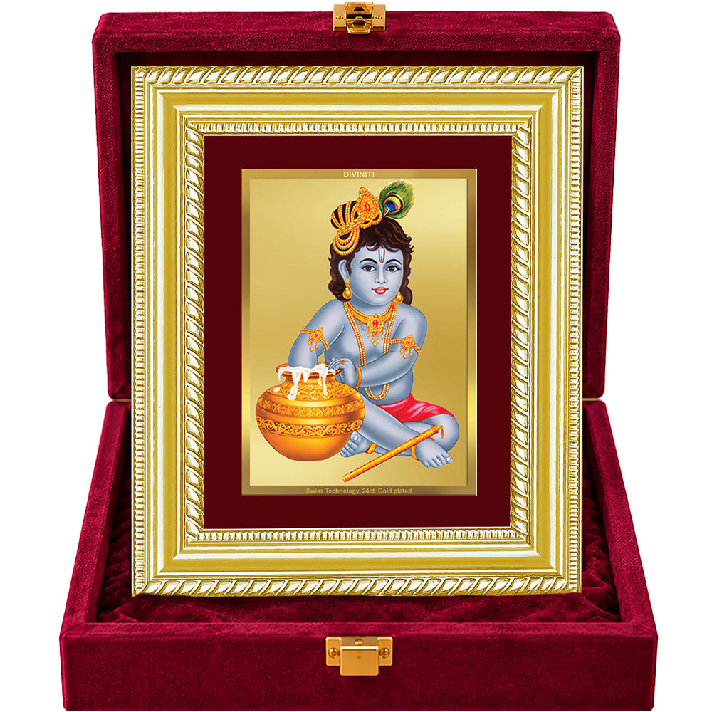 24K Gold-Plated Bal Gopal Frame | Premium Gift Box | 21.5x17.5 CM