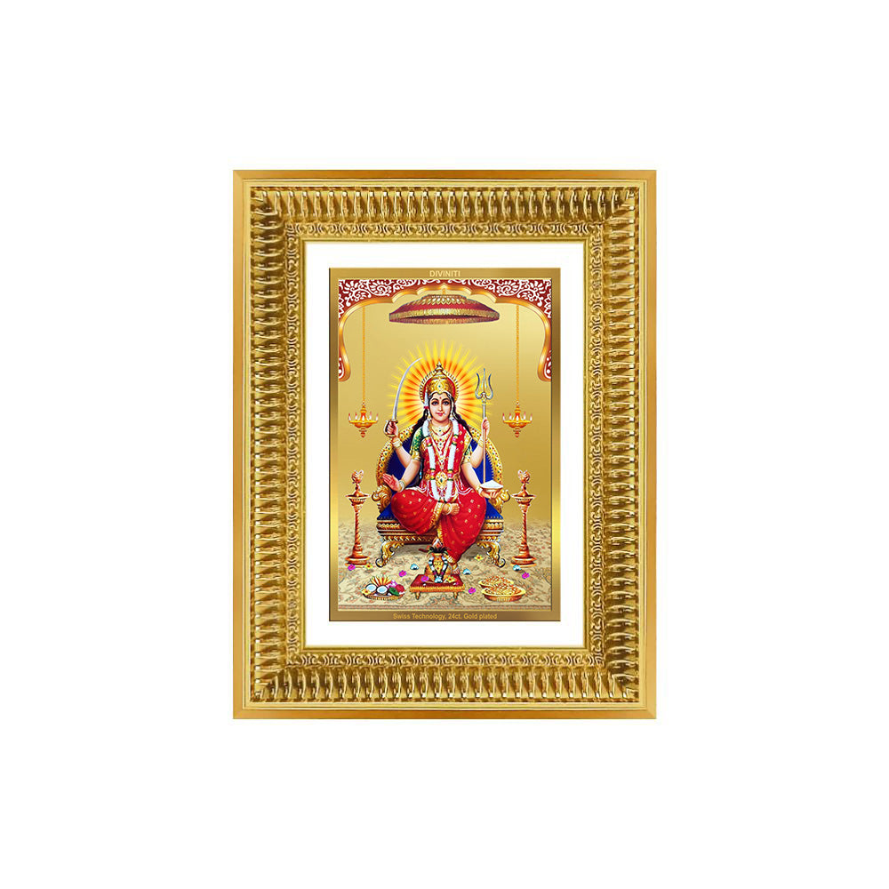 Diviniti 24K Gold Plated Santoshi Mata (Classic) Divine Wall Frame for Home Mandir & Office Decor | Luxury Spiritual Gift