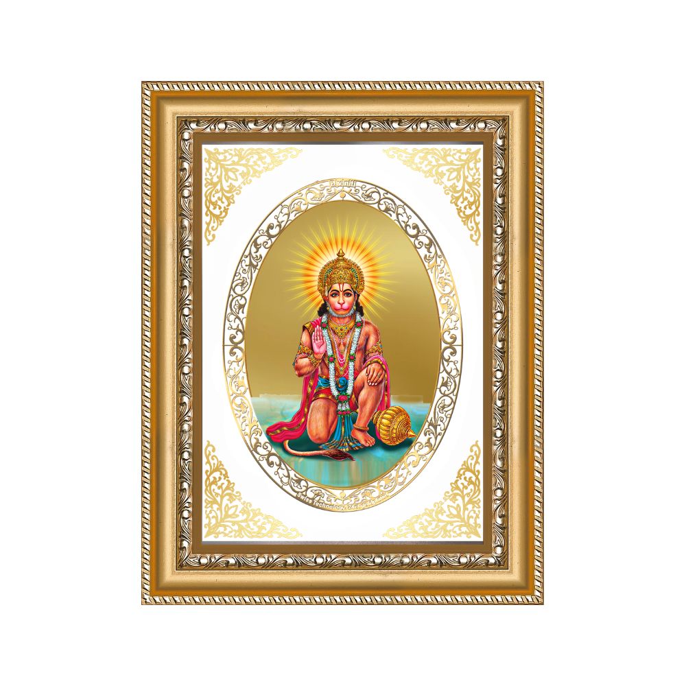 Lord Hanuman | Divine Wall & Tabletop Royal Photo Frame in 24K Gold Plated Foil
