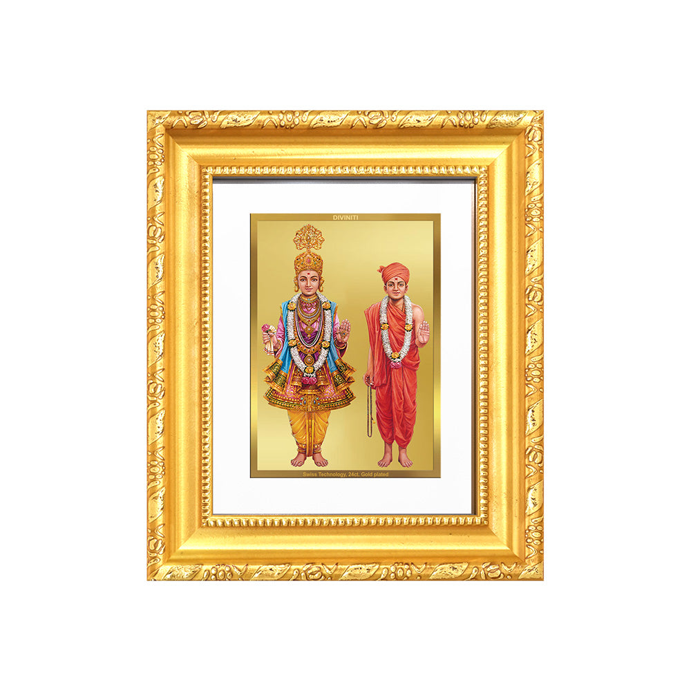 Diviniti 24K Gold Plated Swaminarayan |Divine Table Top Frame for Home Mandir & Office Decor | Luxury Spiritual Gift
