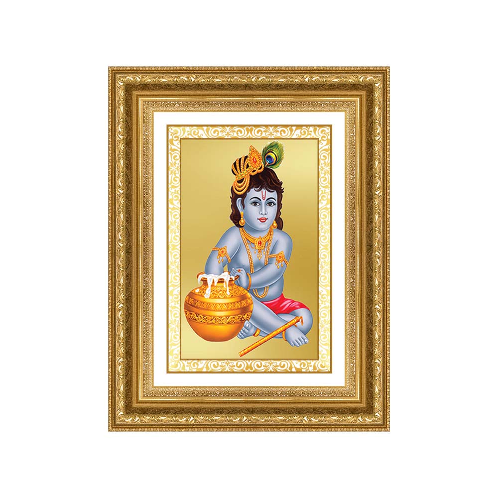 Diviniti 24K Gold Plated Bal Gopal Divine Wall Frame for Home Mandir & Office Decor | Luxury Spiritual Gift