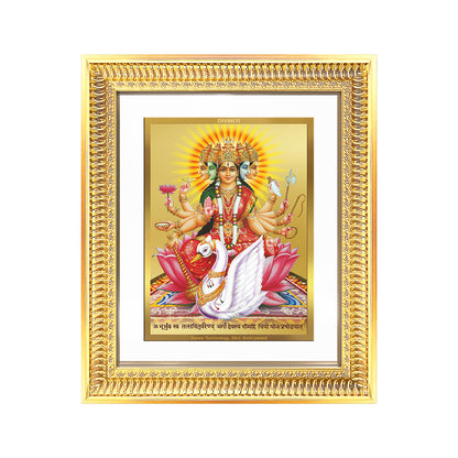 Diviniti 24K Gold Plated Gayatri Maa (Classic) Divine Wall Frame for Home Mandir & Office Decor | Luxury Spiritual Gift