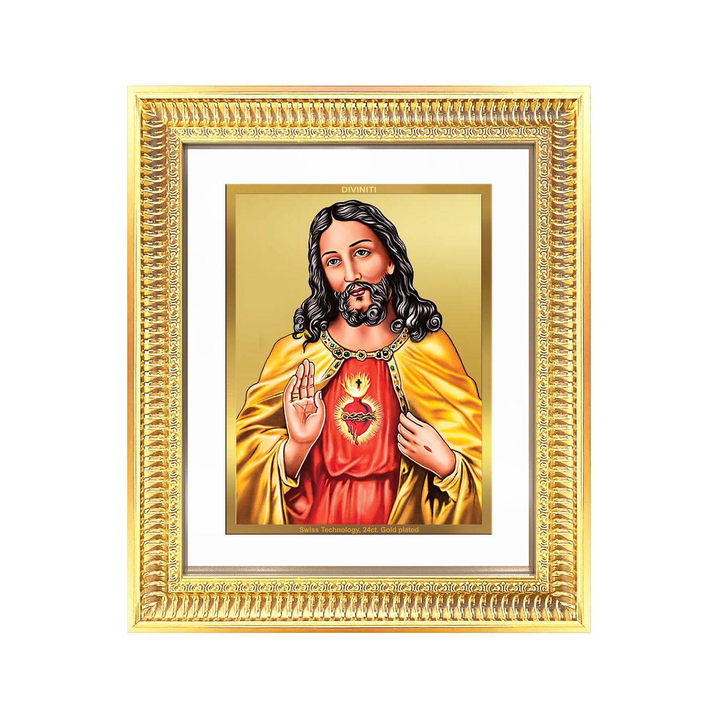 Diviniti 24K Gold Plated Jesus Christ (Classic) Divine Wall Frame for Home Mandir & Office Decor | Luxury Spiritual Gift