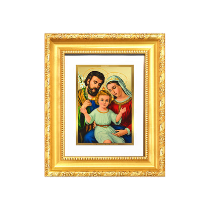 Diviniti 24K Gold Plated Holy Family |Divine Table Top Frame for Home Mandir & Office Decor | Luxury Spiritual Gift
