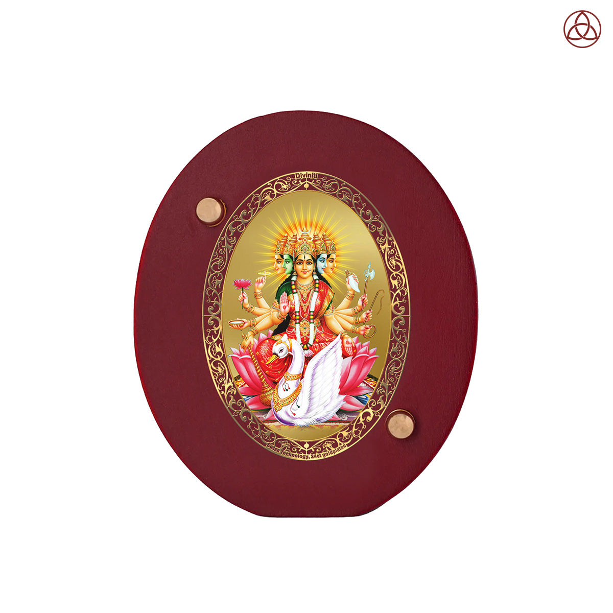 Gayatri Mata Car Dashboard & Tabletop Photo Frame in 24K gold plated royal foil