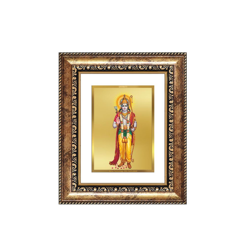 Diviniti 24K Gold Plated Ram Ji Divine Table Top Frame for Home Mandir & Office Decor | Luxury Spiritual Gift