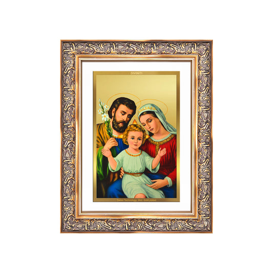 Diviniti 24K Gold Plated Holy Family (Classic) Divine Wall Frame for Home Mandir & Office Decor | Luxury Spiritual Gift